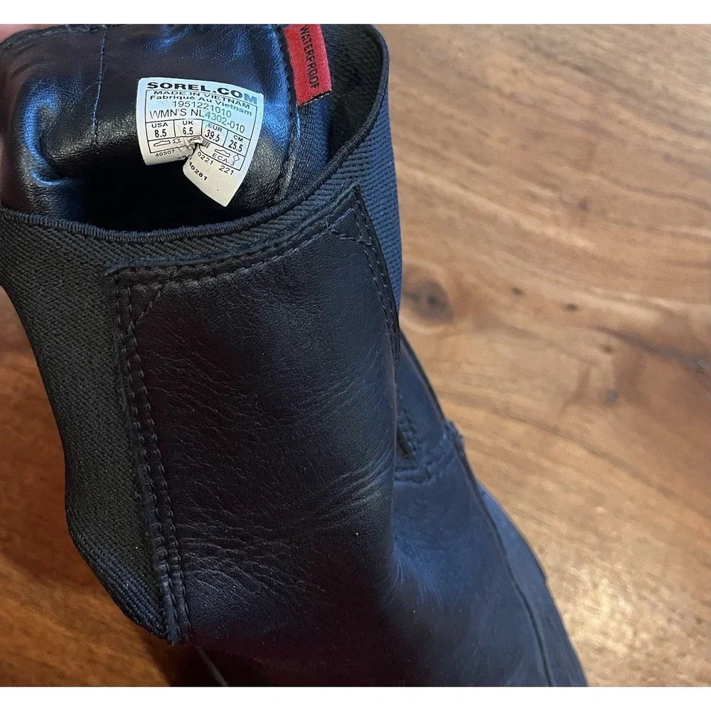 Sorel-Brex Chelsea Size 8.5 Women Waterproof Boots Black Leather NL4302-010